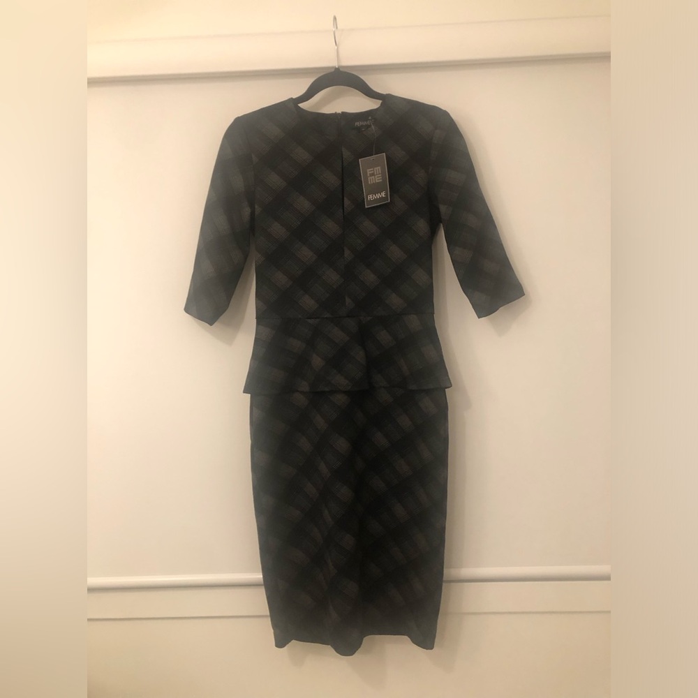 NWT Femme de Carriere plaid dress size 36